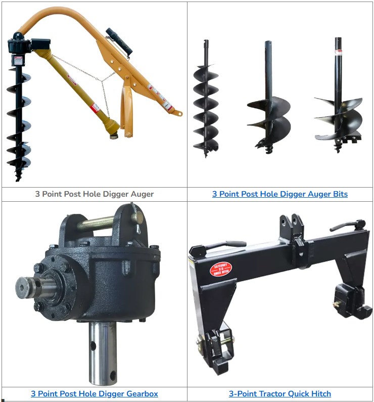 Heavy Duty 3-Point Post Hole Digger Model 1000 for Cat 1 & 2 Tractors-Tool