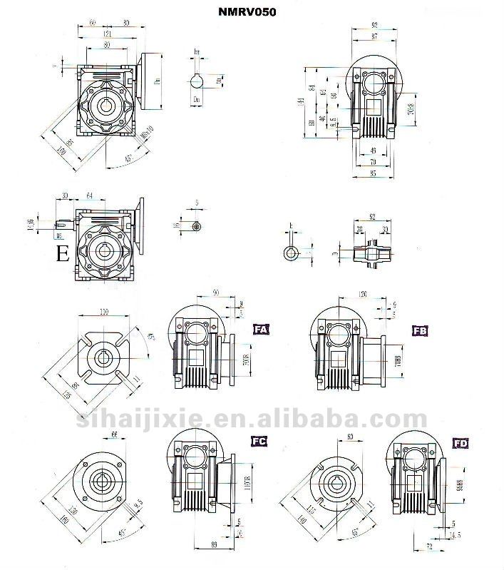 NMRV075 NMRV050 Double Worm Gearbox  Motovario Like RV Series Aluminium Alloy Worm Speed Reducer Screw Worm
