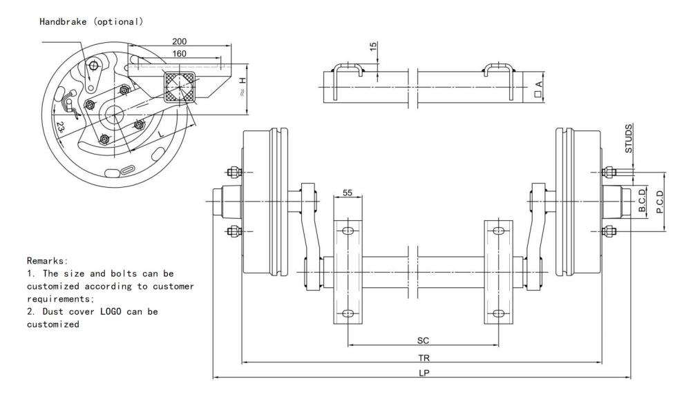 Rubber Torsion Axle With Electric Mechanical or Hydraulic Drum Brake