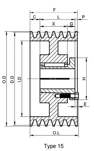 American Standard 6B Gripbelt Sheaves Split Taper Bushings Quality Guaranteed Unique V-Belt for All B Section Belts Made Alloy