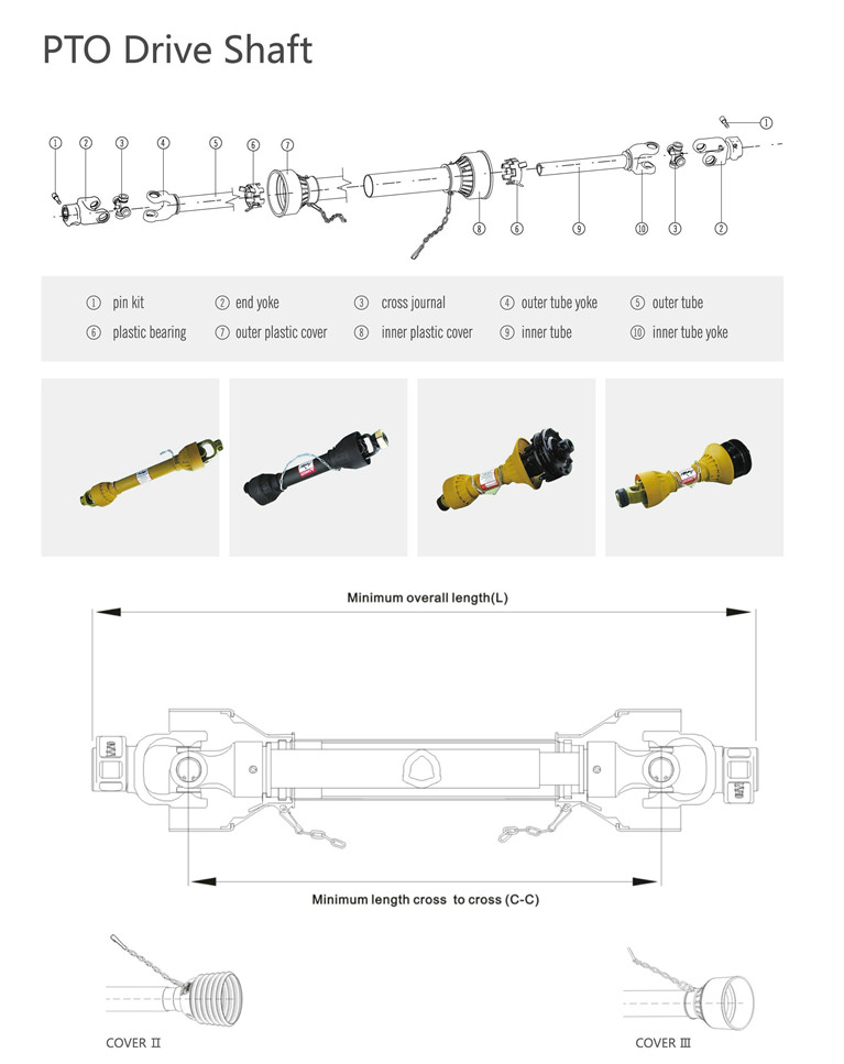 Agricultural Yoke Tractor Rotavator Pto Cardan Shaft With Spline
