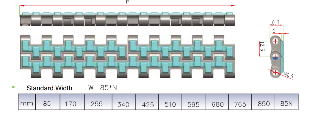 2120  Modular Belts with Top  Rubber Inserts  (T-2200)