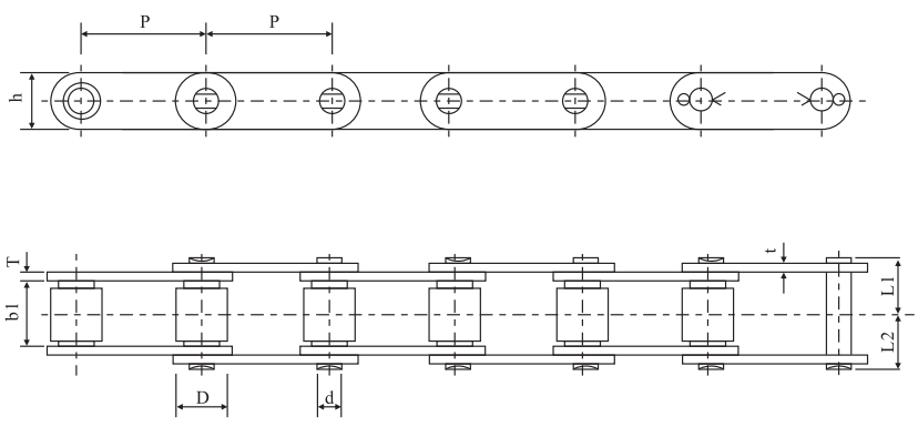 81-XHH Stainless Steel Lumber Conveyor Chains and Sprockets with 66.27mm Pitch