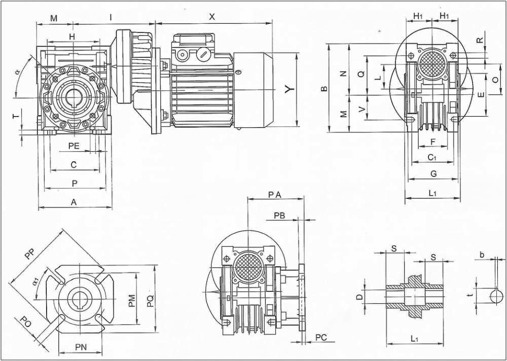 High-Speed RV Series 63 Speed Reducer Customizable ODM Support Industrial Worm Gearbox by High-Speed Gearbox