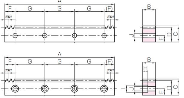24*24*1000Mm Oem Customized Hardening Steel Gear Rack and Pinion for Cnc Machine