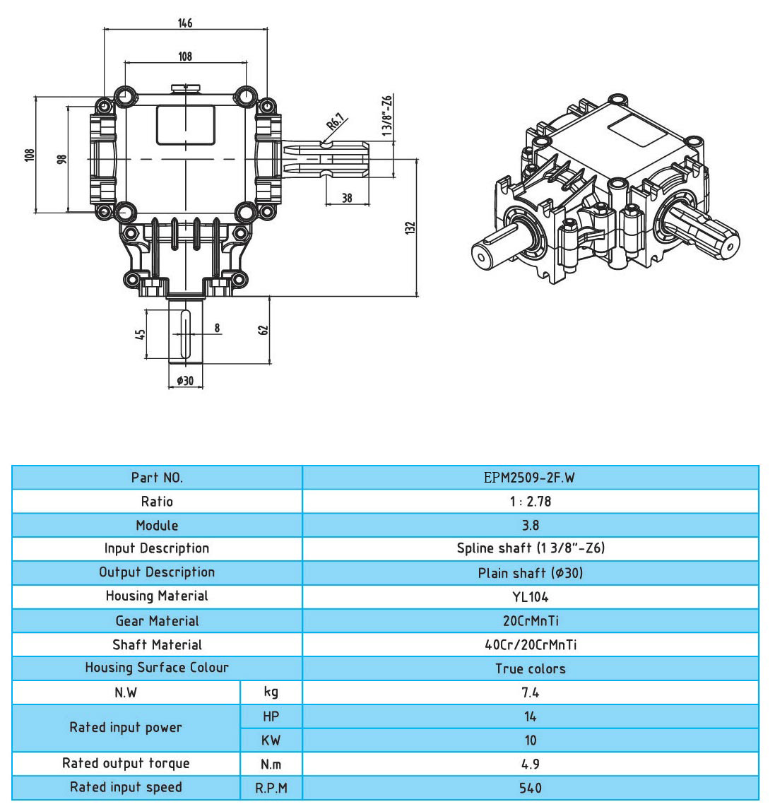 90 Degree Right Angle Steering Gear Agricultural Farming Tractor 540 PTO Bevel Gearboxes for Farm Machines