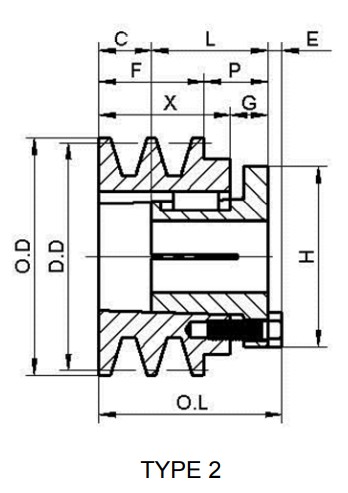 China Professional Manufacture American Standard 1TB Gripbelt Pulley With Split Taper Bushings