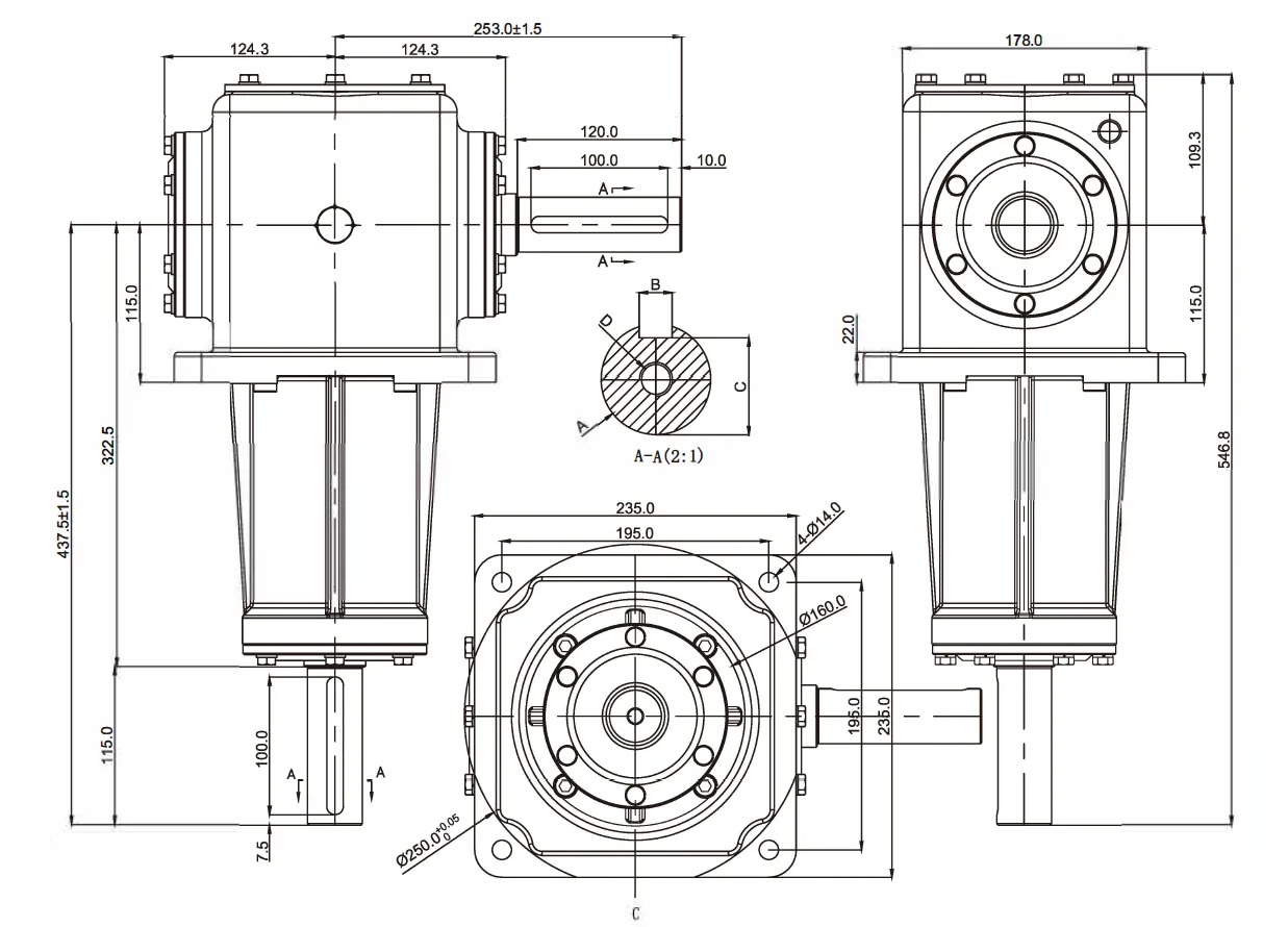 High Quality Double Disc Silage Machine Gearbox Forage Harvester Speed Reducer with Square round Gear Drive High Efficiency